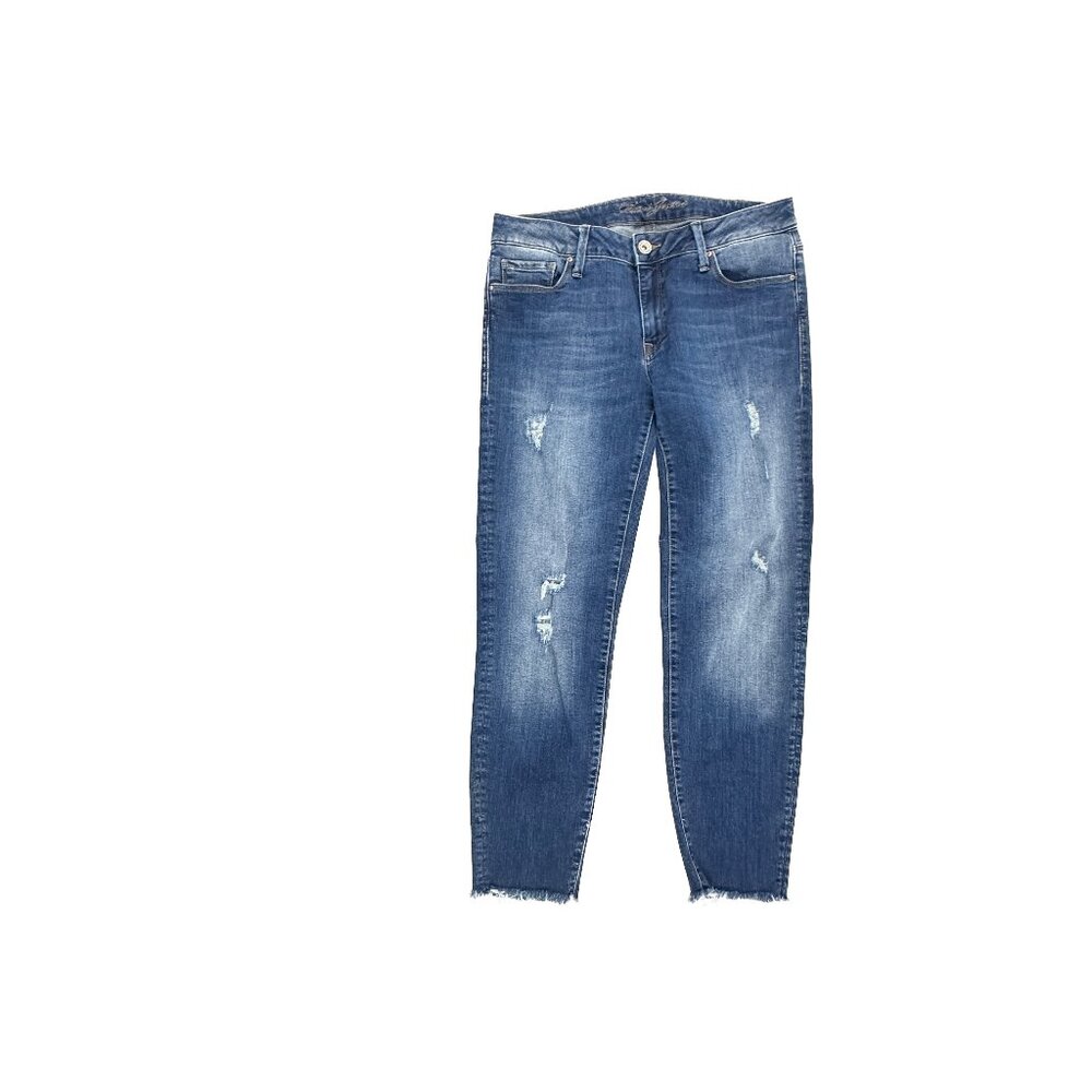 Mavi Jeans Distressed Raw Hem Ankle Women's size 12‎ Dark Wash Blue Denim Jeans